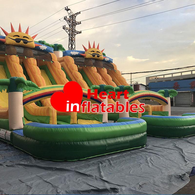 Double Sun Smiley Water Slide 9x4.2x5.5m - Heart Inflatables Factory