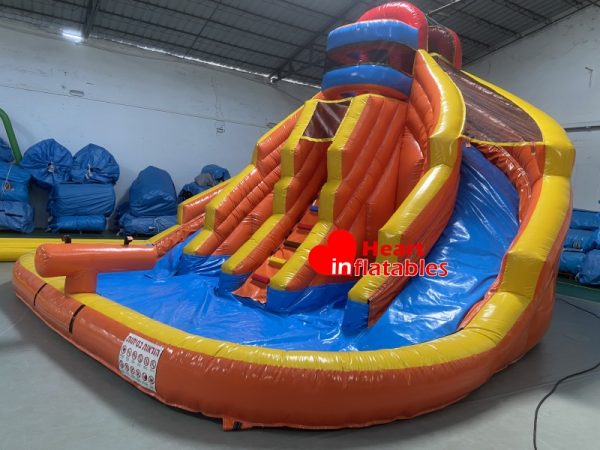 15ft Orange Dual Lane Water Slide