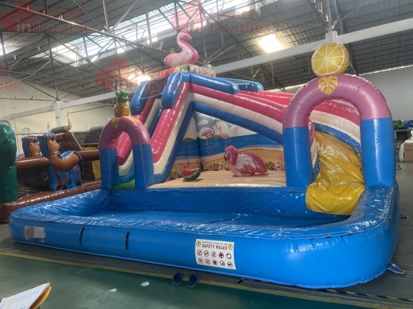 16ft Flamingo Island Single Lane Water Slide